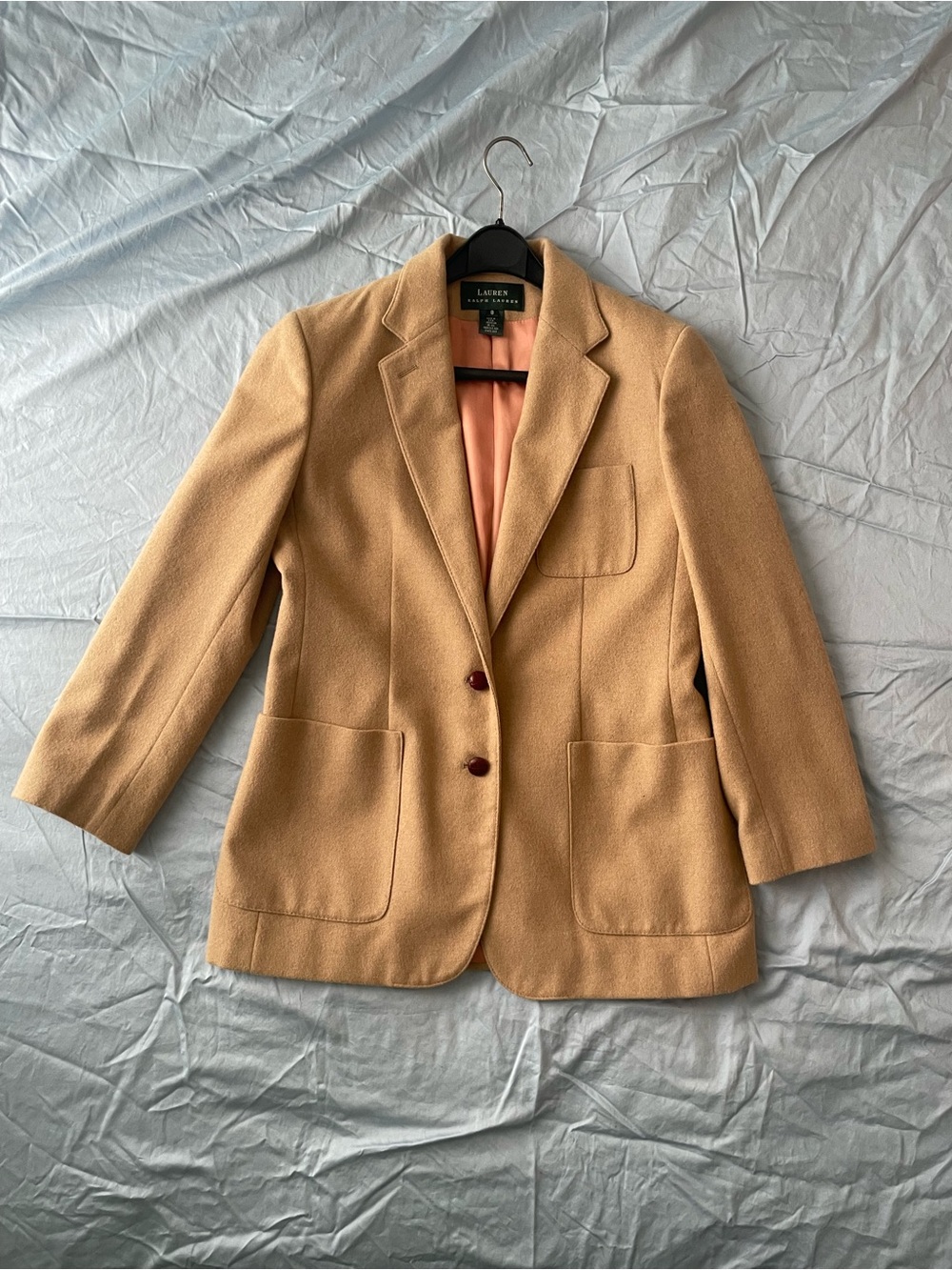 Ralph Lauren Camel Wool-Blend Tailored Blazer Jacket size 8